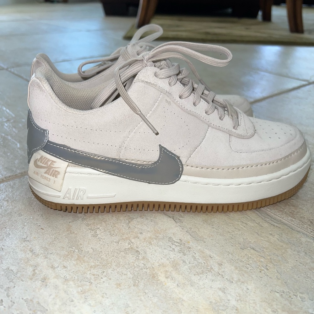 Nike Air Force 1 Tan Suede with Silver Metallic - US 9